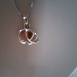 Chic Silver and Pink Pendant Necklace925